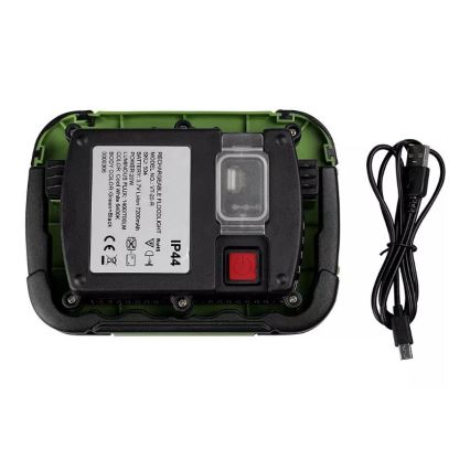 LED Hämardatav laetav prožektor SAMSUNG CHIP + funktsioon SOS LED/10W/3,7V/USB IP44 4000K 3600 mAh roheline