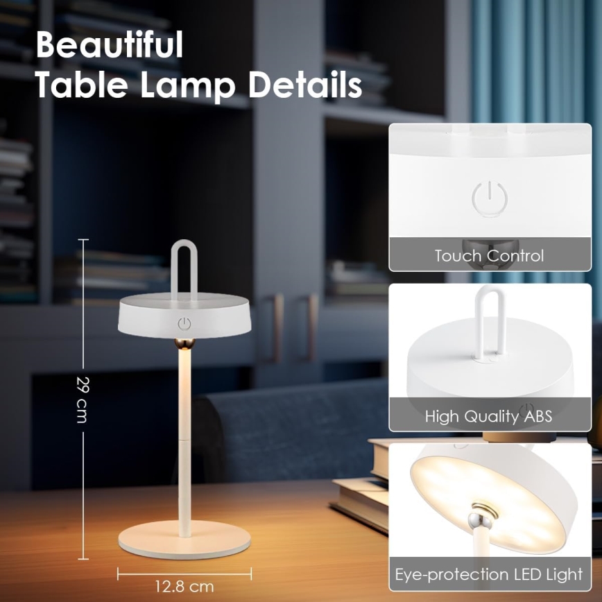 LED-hämardatav välitingimustesse mõeldud laetav puutetundlik laualamp GENTLE LED/1,5W/3,7V 3000 mAh IP44 valge