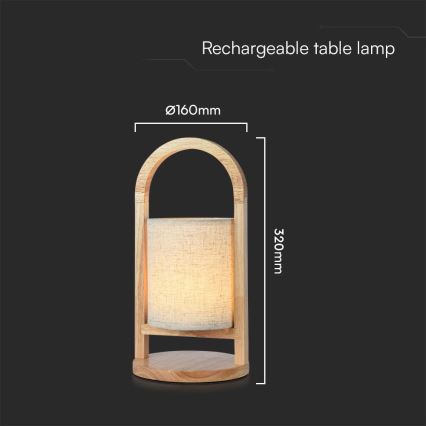 LED Hämardatav laetav puutetundlik laualamp LED/1,5W/5V 3000K 1800mAh beež