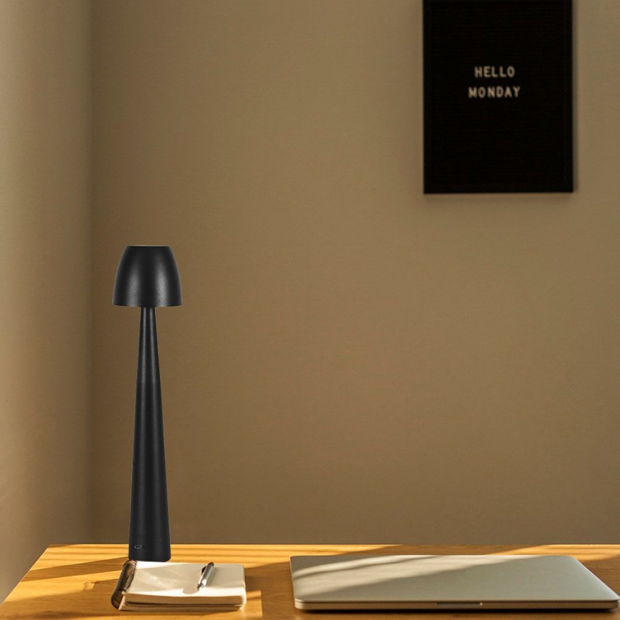 LED Hämardatav laetav puutetundlik laualamp LED/3W/5V 3000-6000K 1800 mAh must