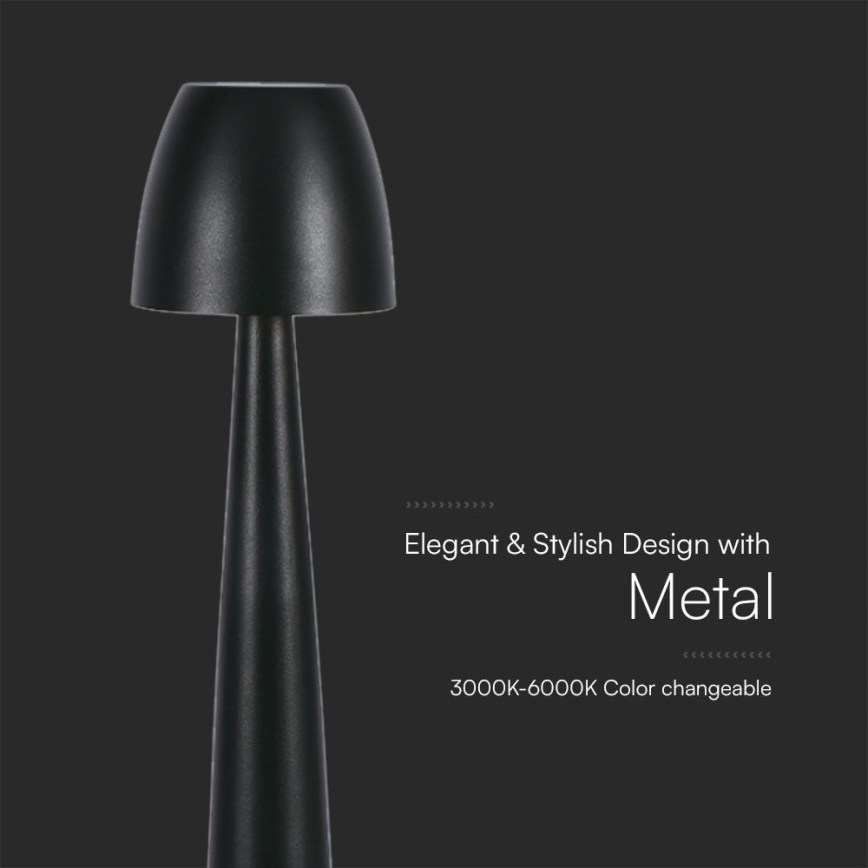 LED Hämardatav laetav puutetundlik laualamp LED/3W/5V 3000-6000K 1800 mAh must