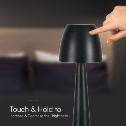 LED Hämardatav laetav puutetundlik laualamp LED/3W/5V 3000-6000K 1800 mAh must