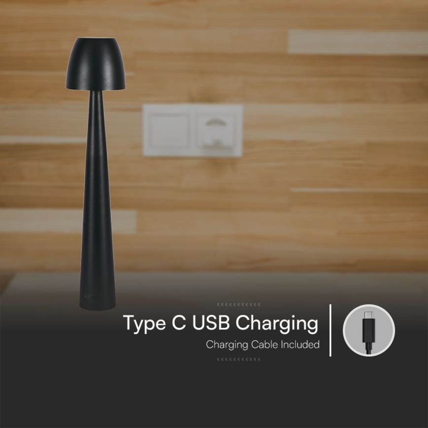 LED Hämardatav laetav puutetundlik laualamp LED/3W/5V 3000-6000K 1800 mAh must