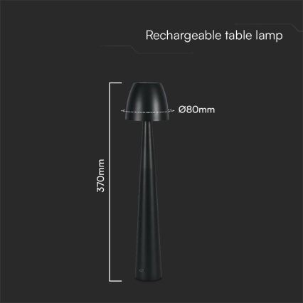 LED Hämardatav laetav puutetundlik laualamp LED/3W/5V 3000-6000K 1800 mAh must