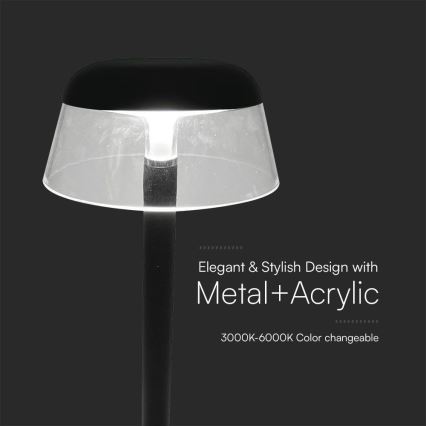 LED Hämardatav laetav puutetundlik laualamp LED/3W/5V 3000-6000K 1800 mAh must
