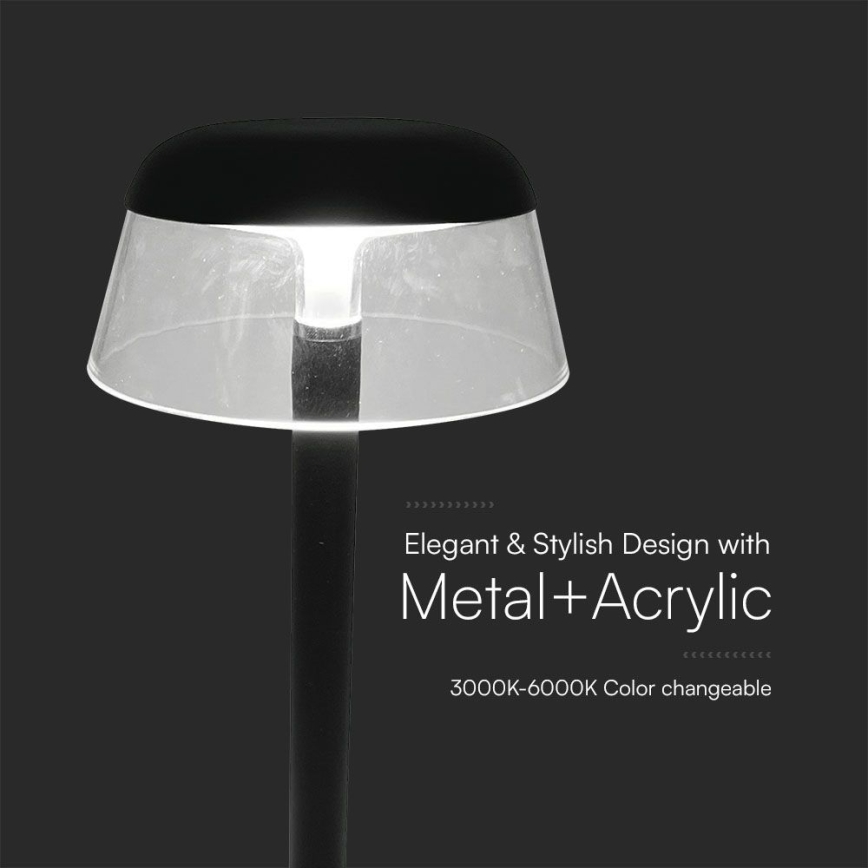 LED Hämardatav laetav puutetundlik laualamp LED/3W/5V 3000-6000K 1800 mAh must