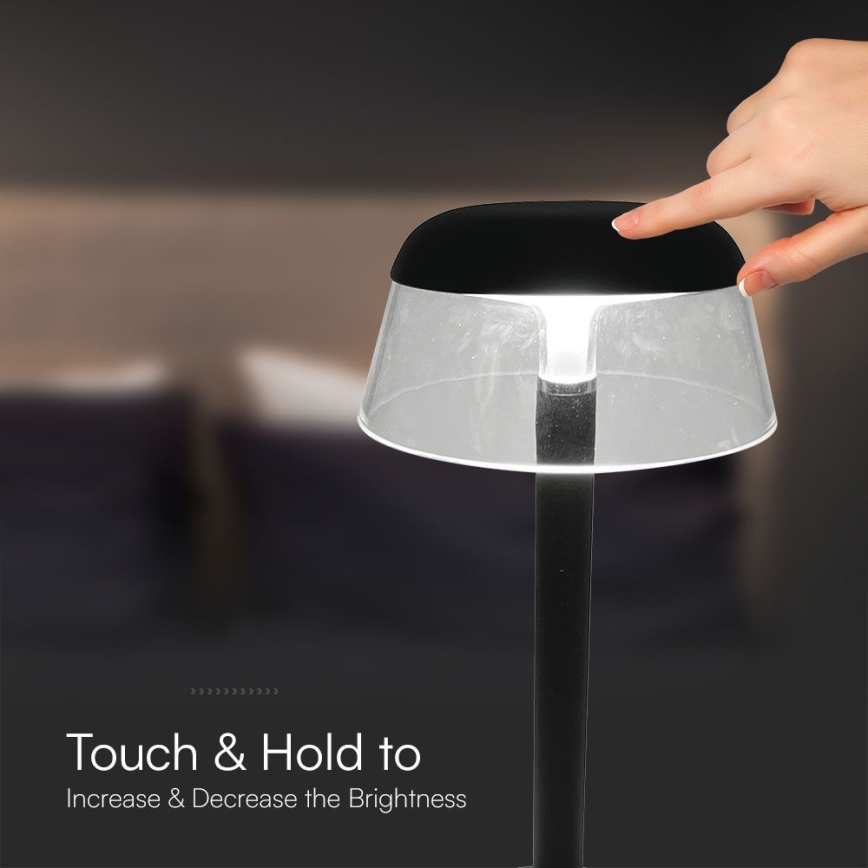 LED Hämardatav laetav puutetundlik laualamp LED/3W/5V 3000-6000K 1800 mAh must