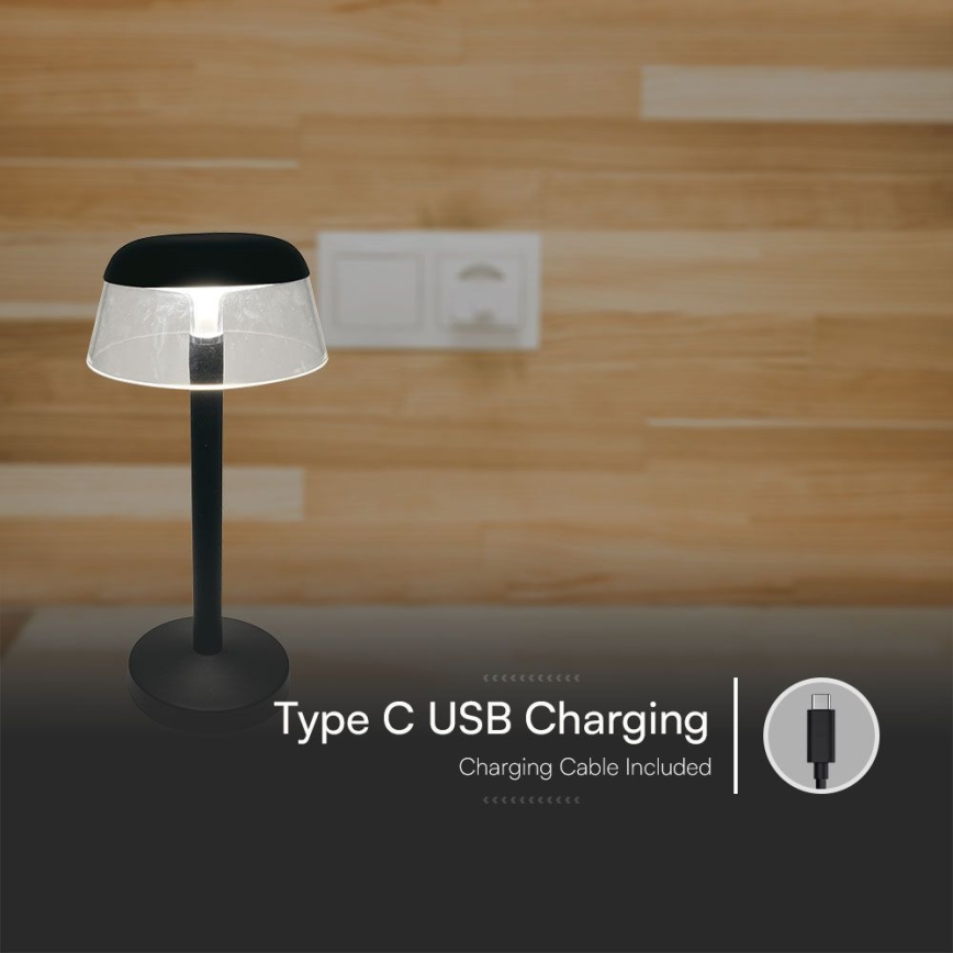 LED Hämardatav laetav puutetundlik laualamp LED/3W/5V 3000-6000K 1800 mAh must