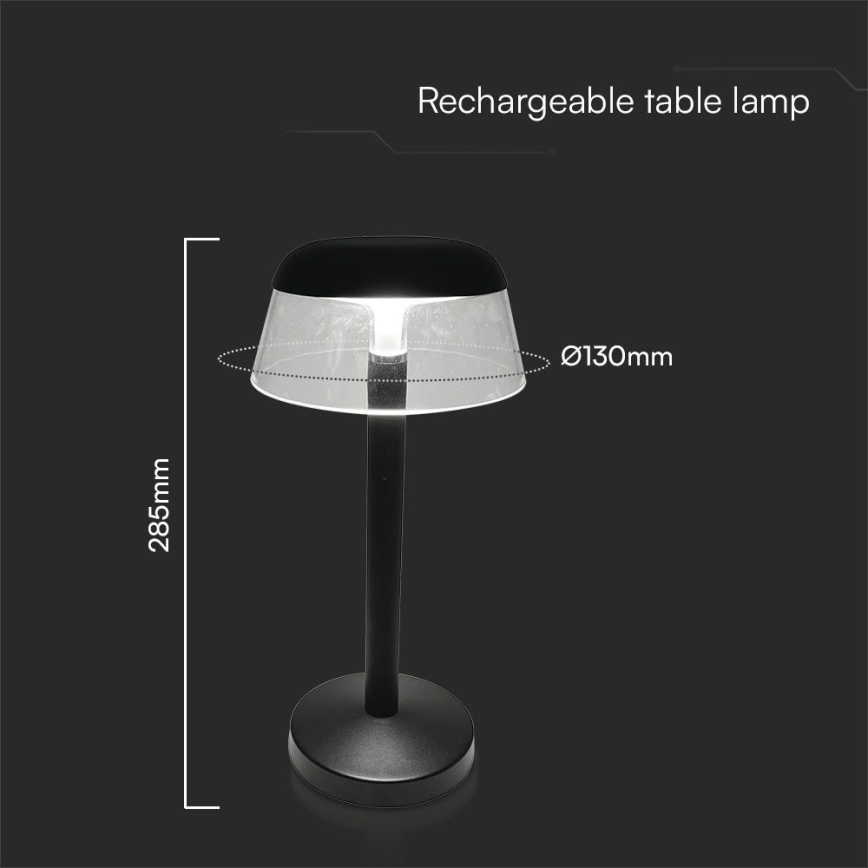 LED Hämardatav laetav puutetundlik laualamp LED/3W/5V 3000-6000K 1800 mAh must