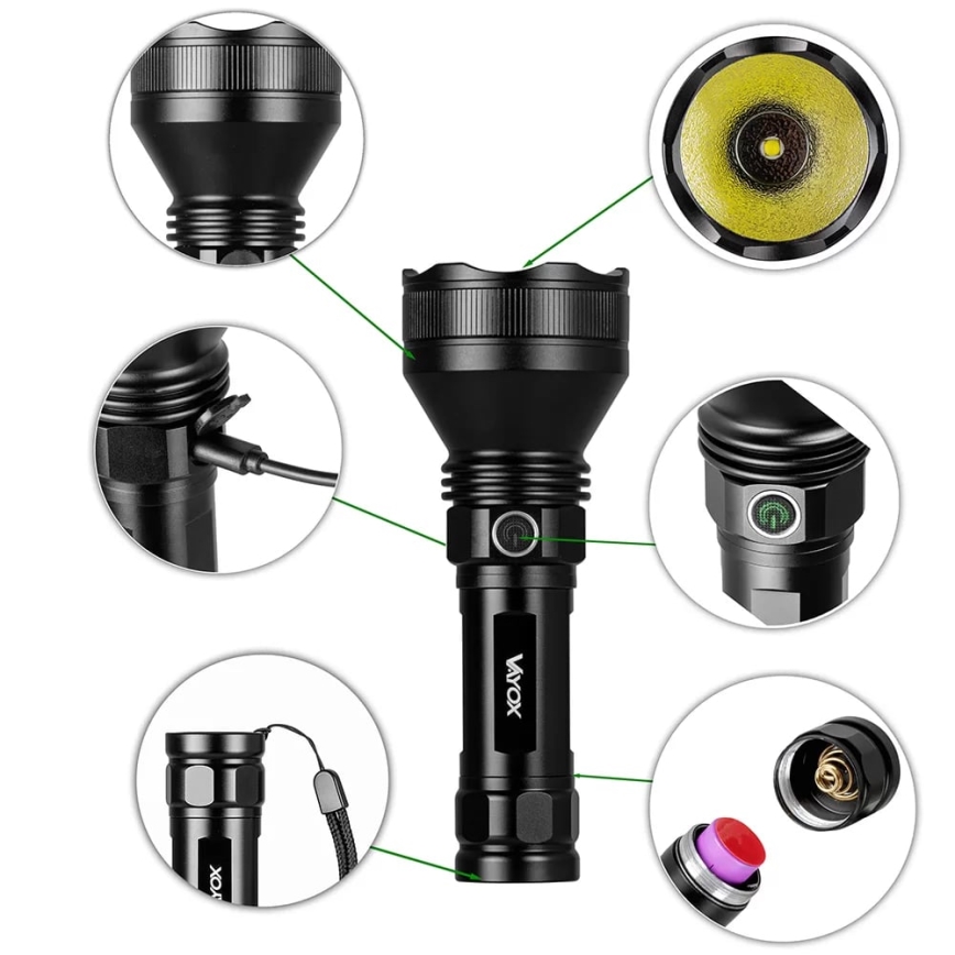 LED Hämardatav laetav taskulamp LED/20W/5V IPX5 1900 läikiv 5000 mAh