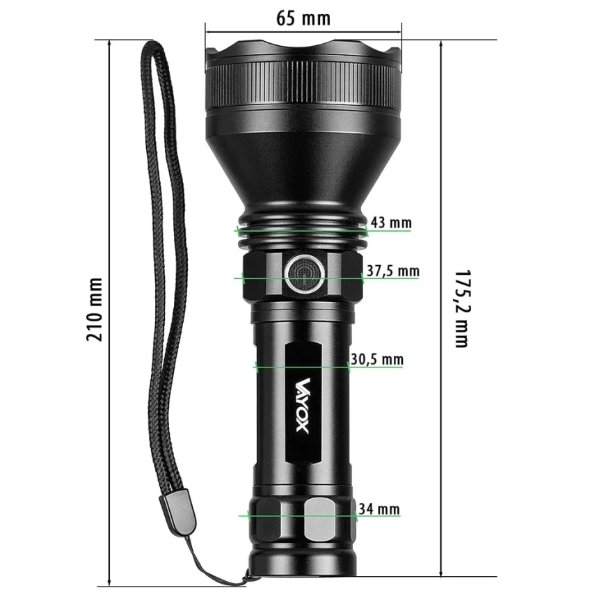 LED Hämardatav laetav taskulamp LED/20W/5V IPX5 1900 läikiv 5000 mAh