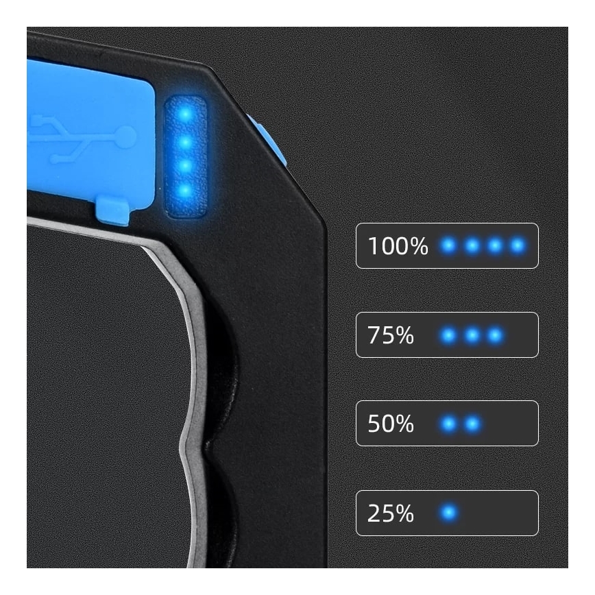LED Hämardatav laetav taskulamp LED/5V IPX4 250 läikiv 1200 mAh