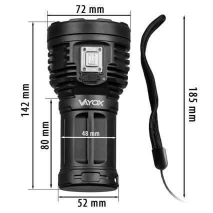 LED Hämardatav laetav taskulamp LED/5V IPX4 600 läikiv 1200 mAh