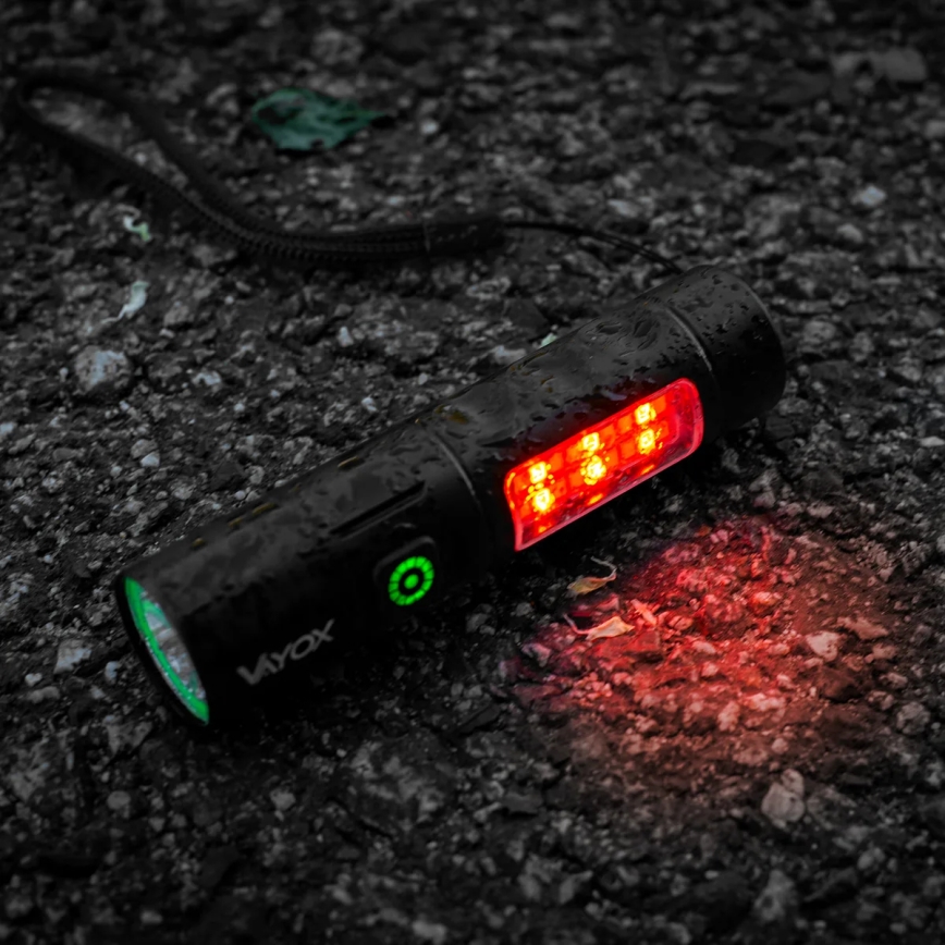 LED reguleeritav laetav taskulamp punase valgusega LED/5W/5V IPX4 250 lm 2000 mAh