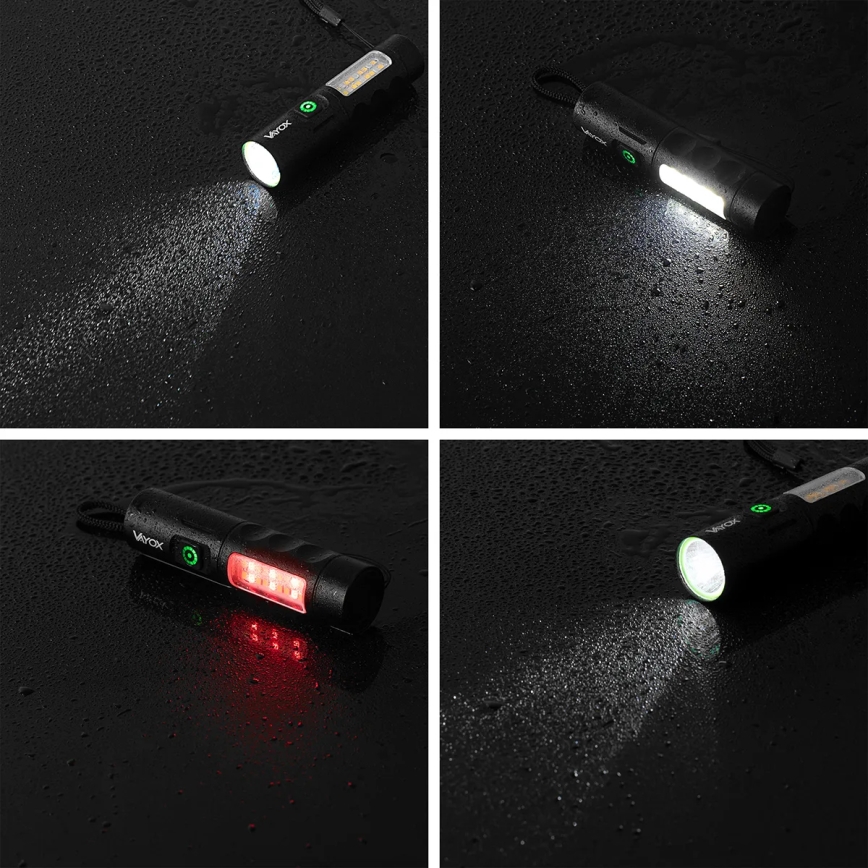 LED reguleeritav laetav taskulamp punase valgusega LED/5W/5V IPX4 250 lm 2000 mAh