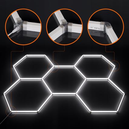 Hämardatav LED laelamp HEXAGON LED/192W/85-265V 5000K 160x221 cm CRI 90 IP54 valge