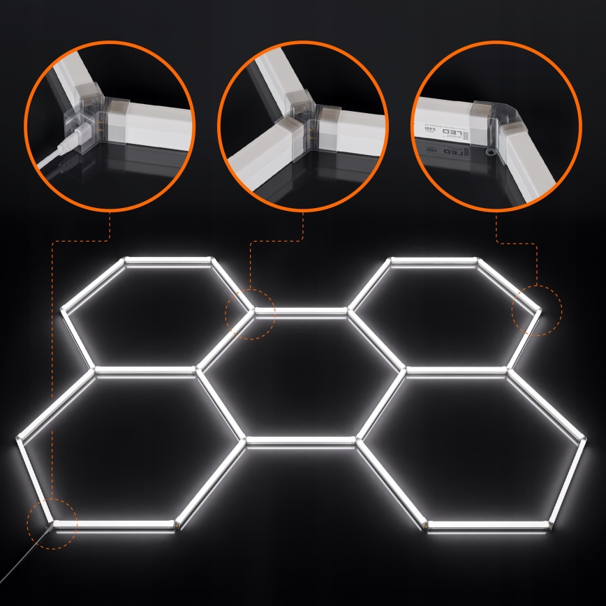 Hämardatav LED laelamp HEXAGON LED/192W/85-265V 5000K 160x221 cm CRI 90 IP54 valge