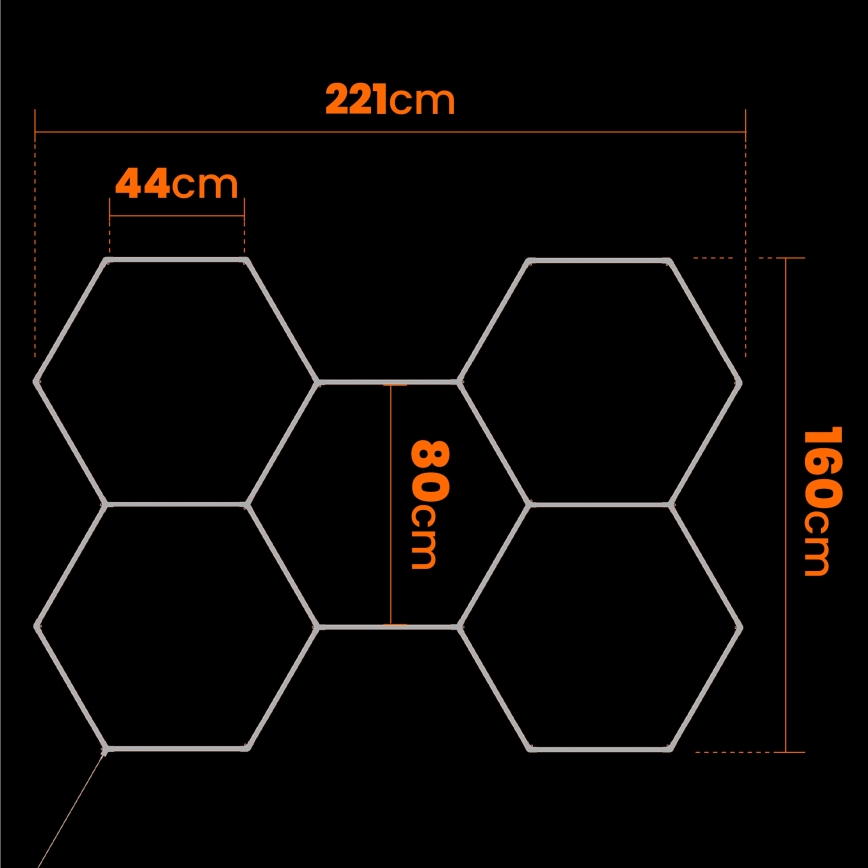 Hämardatav LED laelamp HEXAGON LED/192W/85-265V 5000K 160x221 cm CRI 90 IP54 valge
