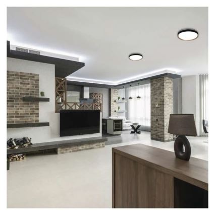 Hämardatav LED-laelamp ILVI LED/30W/230V 2700-6500K Ø 40 cm must/beež + kaugjuhtimispult