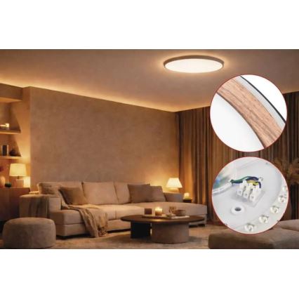 Hämardatav LED-laelamp ILVI LED/30W/230V 2700-6500K Ø 40 cm must/beež + kaugjuhtimispult