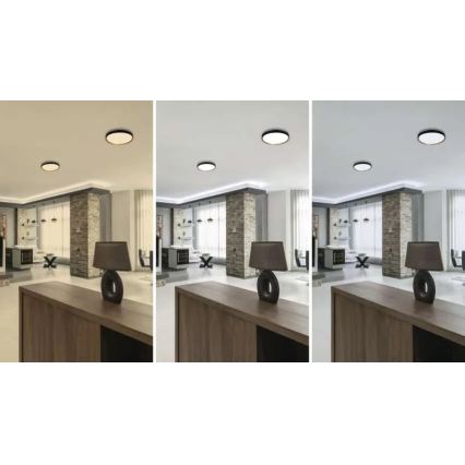 Hämardatav LED-laelamp ILVI LED/30W/230V 2700-6500K Ø 40 cm must/beež + kaugjuhtimispult