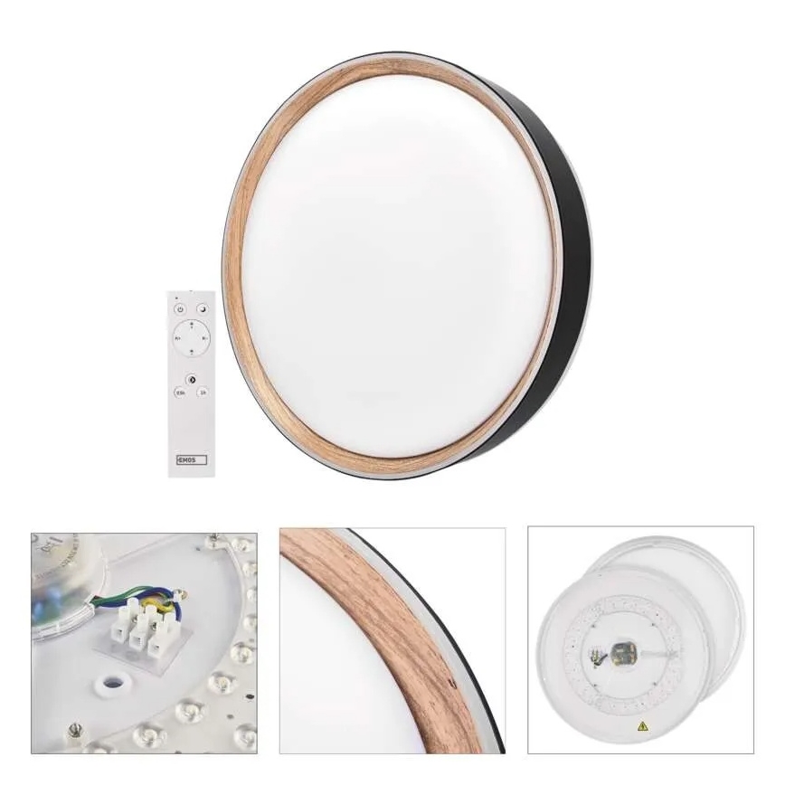 Hämardatav LED-laelamp ILVI LED/30W/230V 2700-6500K Ø 40 cm must/beež + kaugjuhtimispult