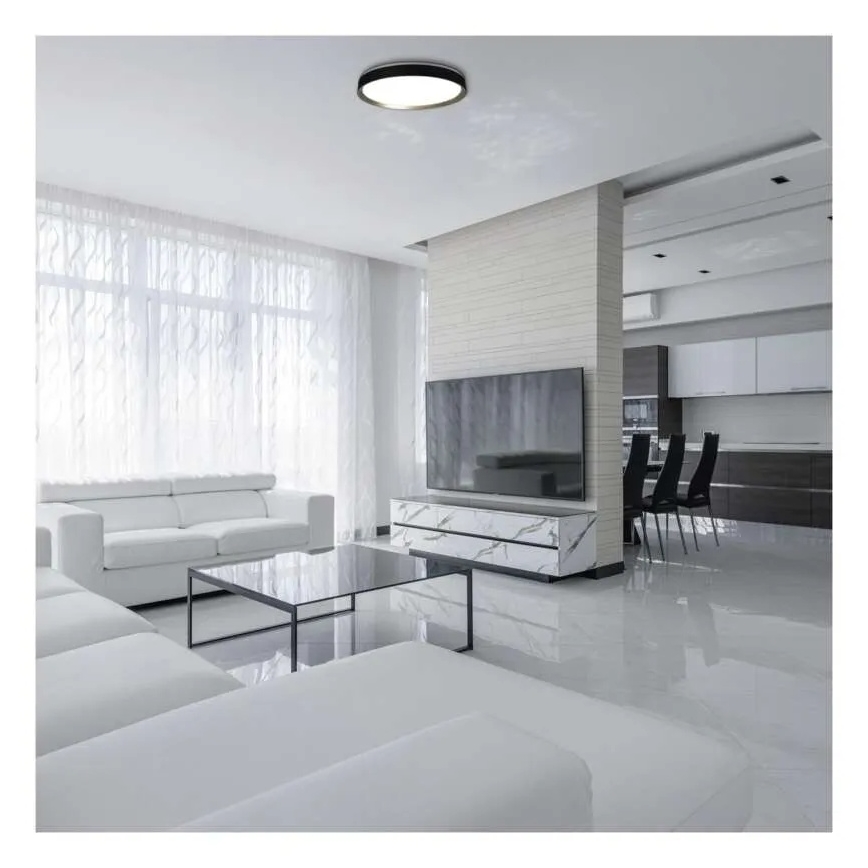 LED-hämardatav laelamp ILVI LED/45W/230V 2700–6500K läbimõõt 50 cm must/messing + kaugjuhtimispult