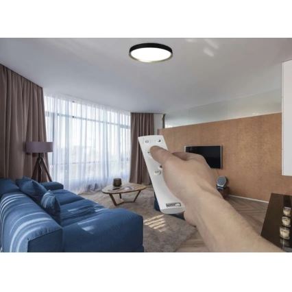 LED-hämardatav laelamp ILVI LED/45W/230V 2700–6500K läbimõõt 50 cm must/messing + kaugjuhtimispult
