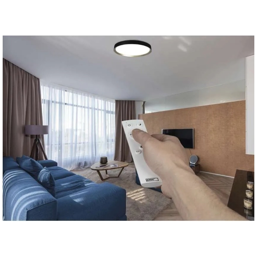 LED-hämardatav laelamp ILVI LED/45W/230V 2700–6500K läbimõõt 50 cm must/messing + kaugjuhtimispult