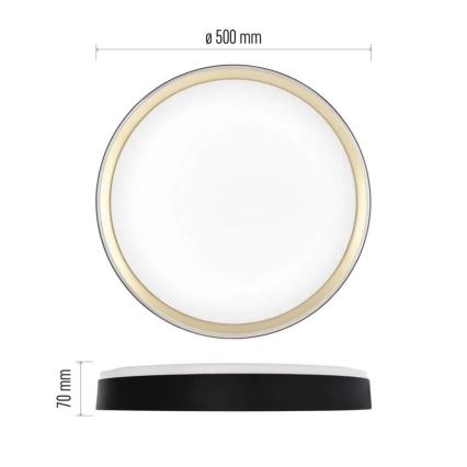 LED-hämardatav laelamp ILVI LED/45W/230V 2700–6500K läbimõõt 50 cm must/messing + kaugjuhtimispult