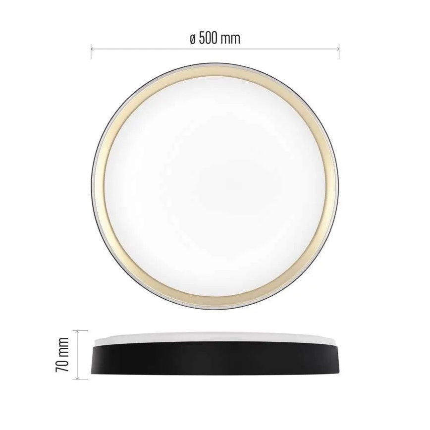 LED-hämardatav laelamp ILVI LED/45W/230V 2700–6500K läbimõõt 50 cm must/messing + kaugjuhtimispult