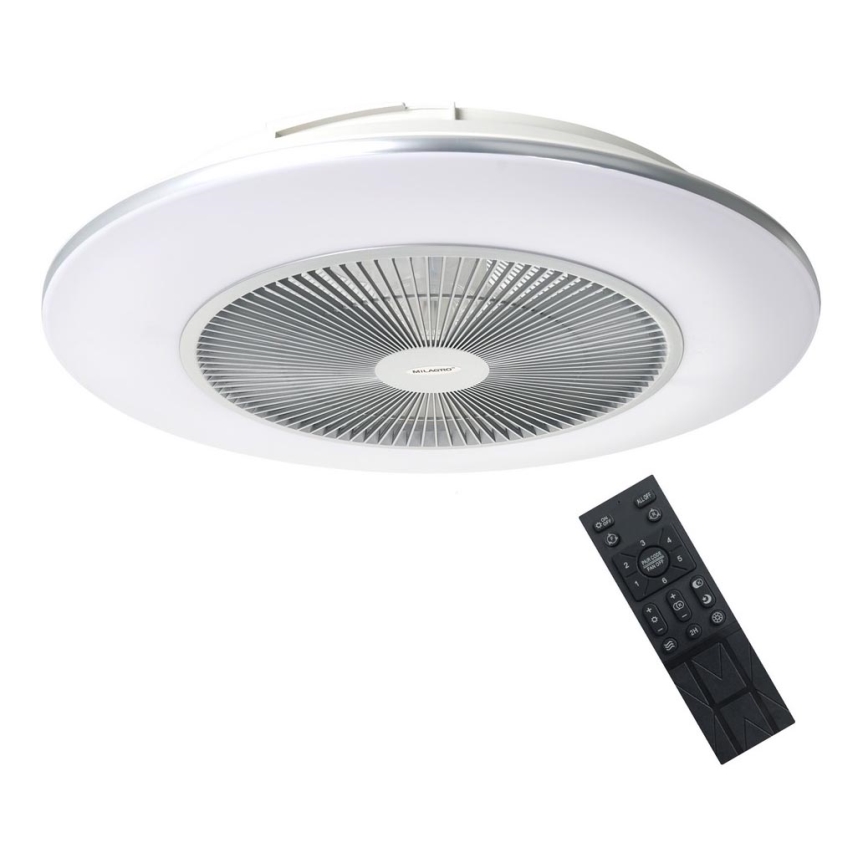 LED Hämardatav laevalgusti koos ventilaatoriga ARIA LED/38W/230V 3000-6000K hõbe + pult