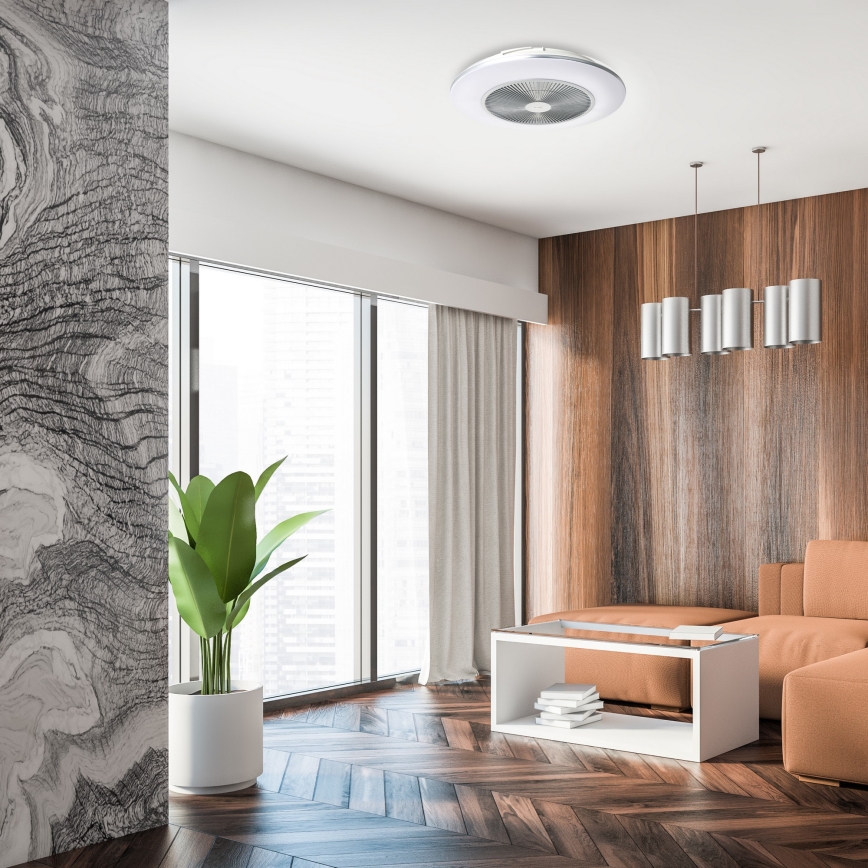 LED Hämardatav laevalgusti koos ventilaatoriga ARIA LED/38W/230V 3000-6000K hõbe + pult
