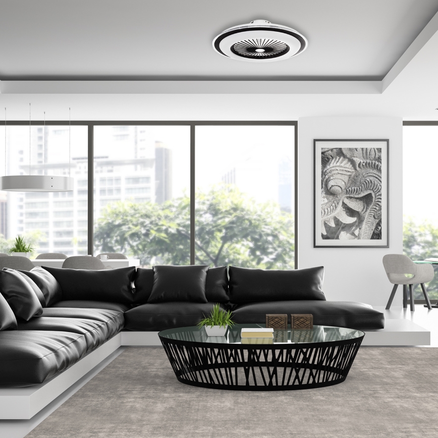 LED Hämardatav laevalgusti koos ventilaatoriga ZONDA LED/48W/230V 3000-6000K must + pult