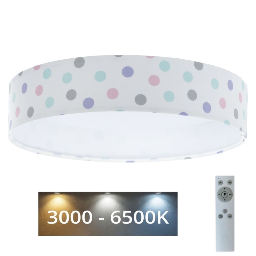 LED Hämardatav laevalgusti lastetuppa SMART GALAXY KIDS LED/24W/230V 3000-6500K täpid värviline + kaugjuhtimispult