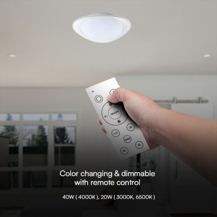 LED Hämardatav laevalgusti LED/40W/230V 3000-6500K 45 cm valge + kaugjuhtimispult