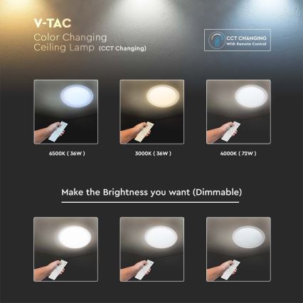 LED Hämardatav laevalgusti LED/72W/230V 3000-6500K d. 67 cm valge + kaugjuhtimispult