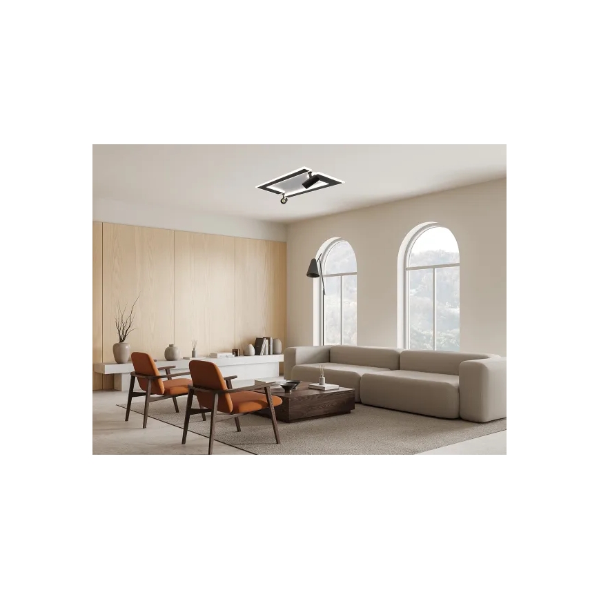 LED Hämardatav laevalgusti LED/80W/230V 3000-6500K must + kaugjuhtimispult