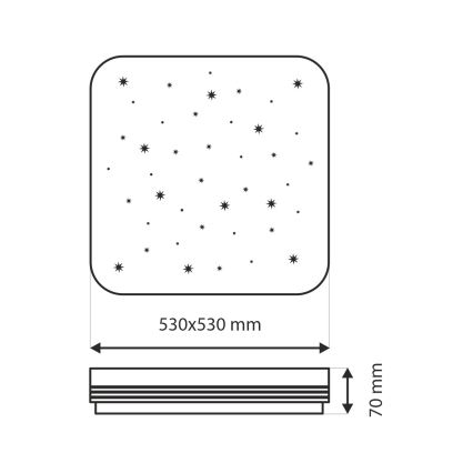 LED Hämardatav laevalgusti MANA LED/60W/230V 2700-6500K 53x53 cm + kaugjuhtimispult