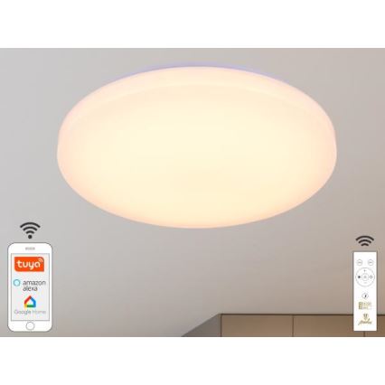 LED Hämardatav laevalgusti OPAL LED/48W/230V 2700-6500K Wi-Fi Tuya valge + kaugjuhtimispult