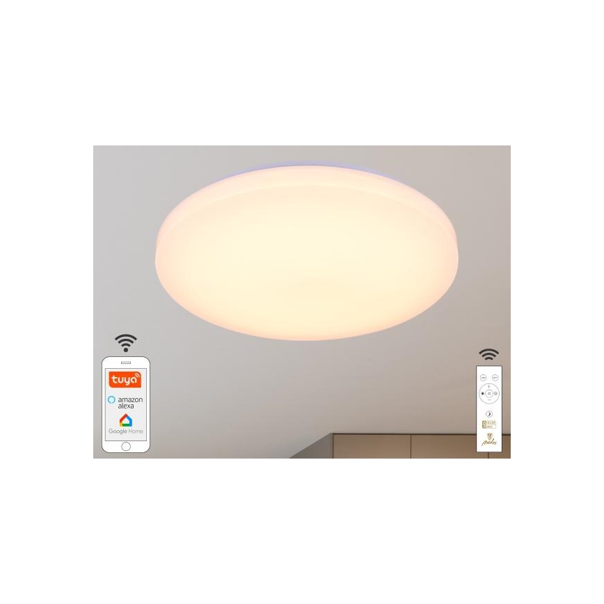 LED Hämardatav laevalgusti OPAL LED/48W/230V 2700-6500K Wi-Fi Tuya valge + kaugjuhtimispult