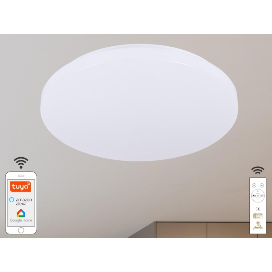LED Hämardatav laevalgusti OPAL LED/48W/230V 2700-6500K Wi-Fi Tuya valge + kaugjuhtimispult