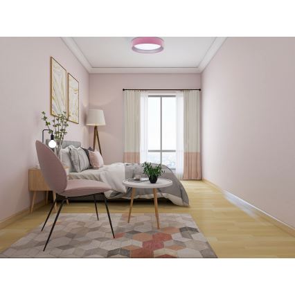 LED Hämardatav laevalgusti SMART GALAXY LED/24W/230V d. 44 cm roosa/hõbedane 3000-6500K + kaugjuhtimispult