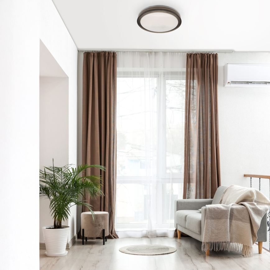 LED Hämardatav laevalgusti vannituppa HALINA LED/48W/230V 3000-6000K d. 38 cm IP44 must + kaugjuhtimispult