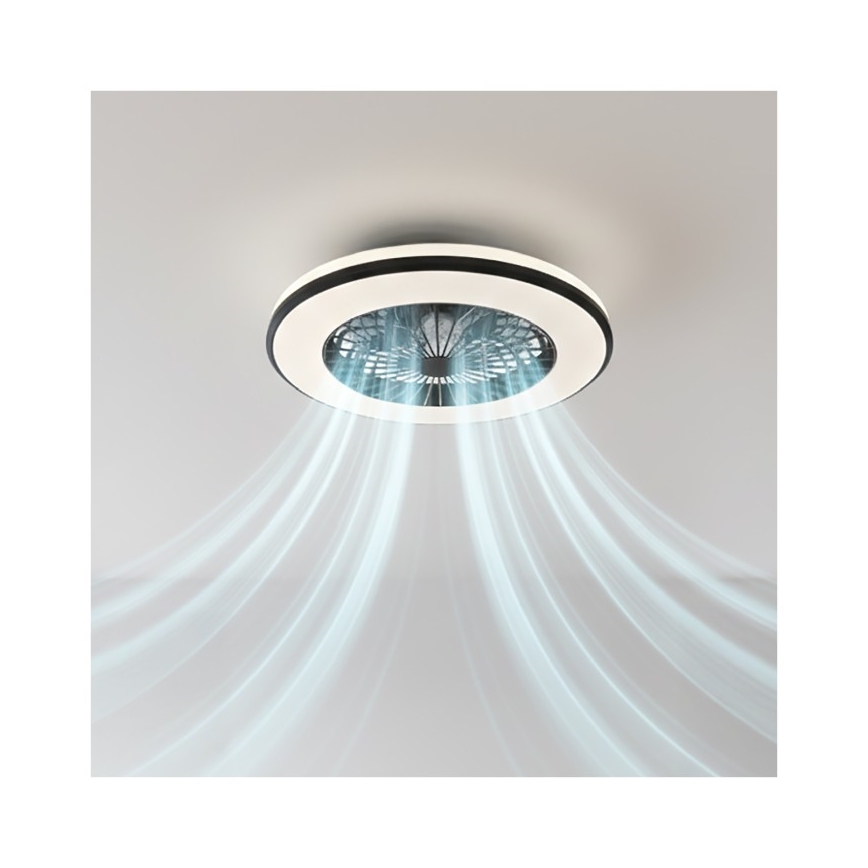Hämardatav LED-laevalgusti ventilaatoriga VENTELUX LED/48W/230V 3000/4000/6500K läbimõõt 48,5 cm must + kaugjuhtimispult