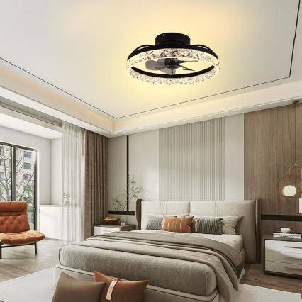 LED Hämardatav laeventilaator valgustiga LED/35W/230V 3000-6500K must + kaugjuhtimispult
