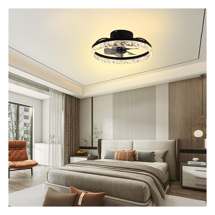 LED Hämardatav laeventilaator valgustiga LED/35W/230V 3000-6500K must + kaugjuhtimispult
