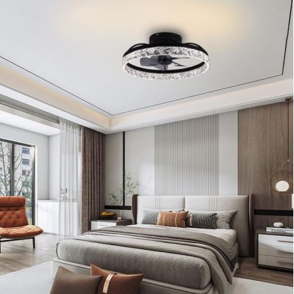 LED Hämardatav laeventilaator valgustiga LED/35W/230V 3000-6500K must + kaugjuhtimispult