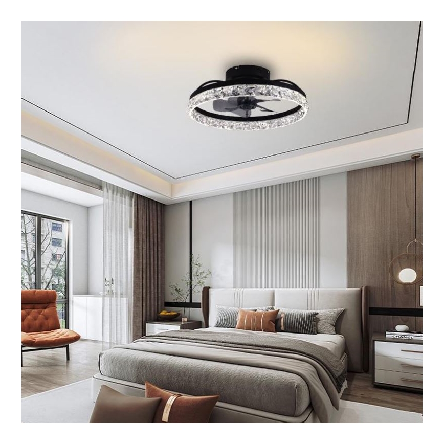 LED Hämardatav laeventilaator valgustiga LED/35W/230V 3000-6500K must + kaugjuhtimispult