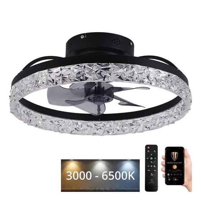 LED Hämardatav laeventilaator valgustiga LED/35W/230V 3000-6500K must + kaugjuhtimispult